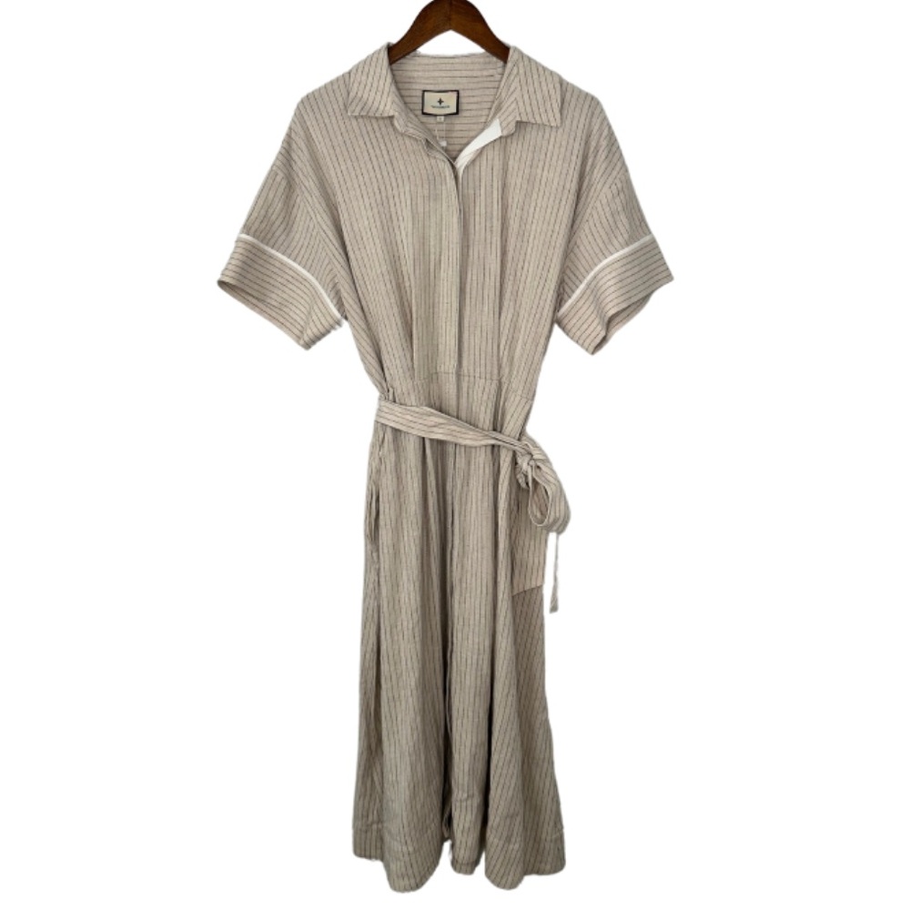 Tuckernuck NWT Natural Stripe Dress in Beige Size L
